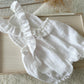 SITTER Girl Romper White Muslin with Red Floral Lace - Photography Outfit