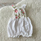 SITTER Girl Romper White Muslin with Red Floral Lace - Photography Outfit
