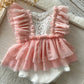 Candy Pink Newborn Romper for Photoshoot - Ruffled Newborn Photo Outfit