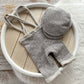 Newborn boy suspender pants with flat cap set for newborn photography