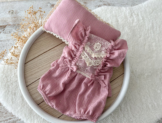 Romper and matching posing pillow for newborn photo shoots