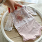 Newborn photography romper with lace, luxury baby props
