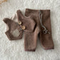 Newborn Boy Outfit – Gentleman Vest Set with Pants, Pillow & Cap – Chestnut Brown