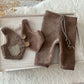 Newborn Boy Outfit – Gentleman Vest Set with Pants, Pillow & Cap – Chestnut Brown