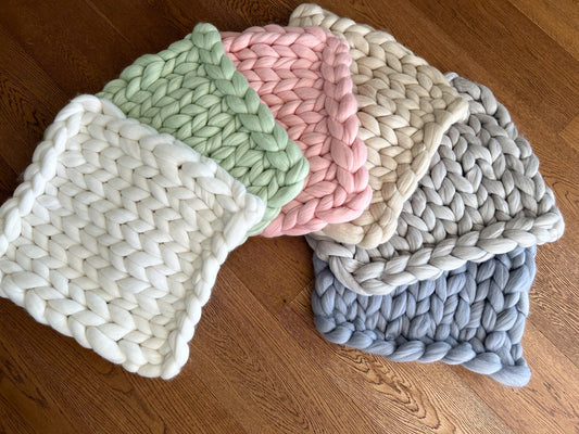Merino Wool Blanket for Newborn Photography - Handknitted Newborn Blanket - CHOOSE YOUR COLOR