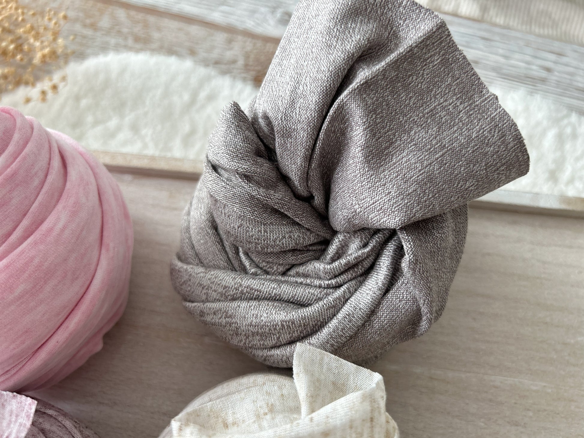 Dusty purple-gray stretchy wrap for baby photos