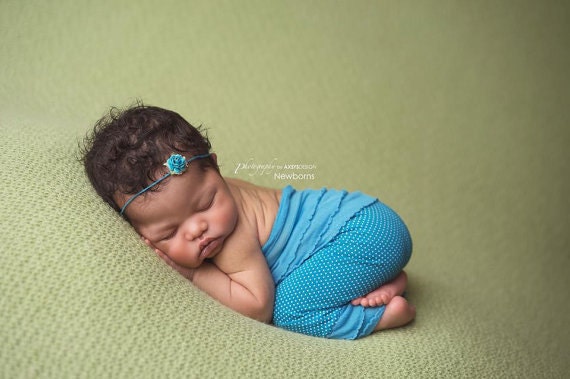 Newborn props baby girl, ruffle romper photo outfit, blue polka dot outfit photography prop