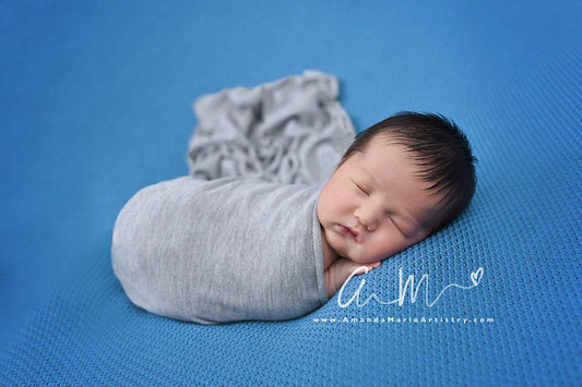 Newborn photo prop, swaddle wrap baby boy, gray jersey fabric wrap for newborn photography