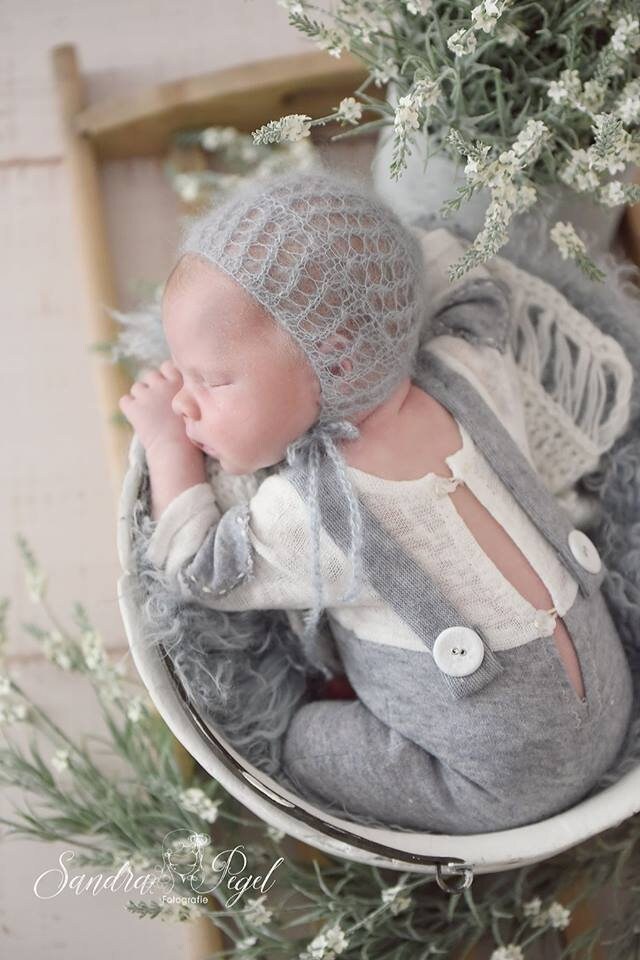 Baby boy romper photo prop, Blue and white photo outfit, Long sleeve overall newborn, Photography prop