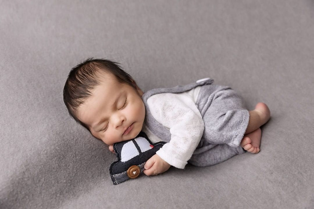 Baby boy romper photo prop, Blue and white photo outfit, Long sleeve overall newborn, Photography prop