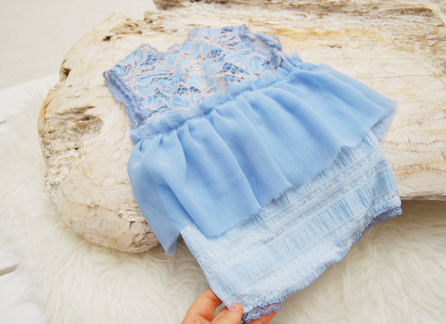 Sitter romper baby girl, blue sitter photography outfit, baby girl lace bonnet, baby girl photo props