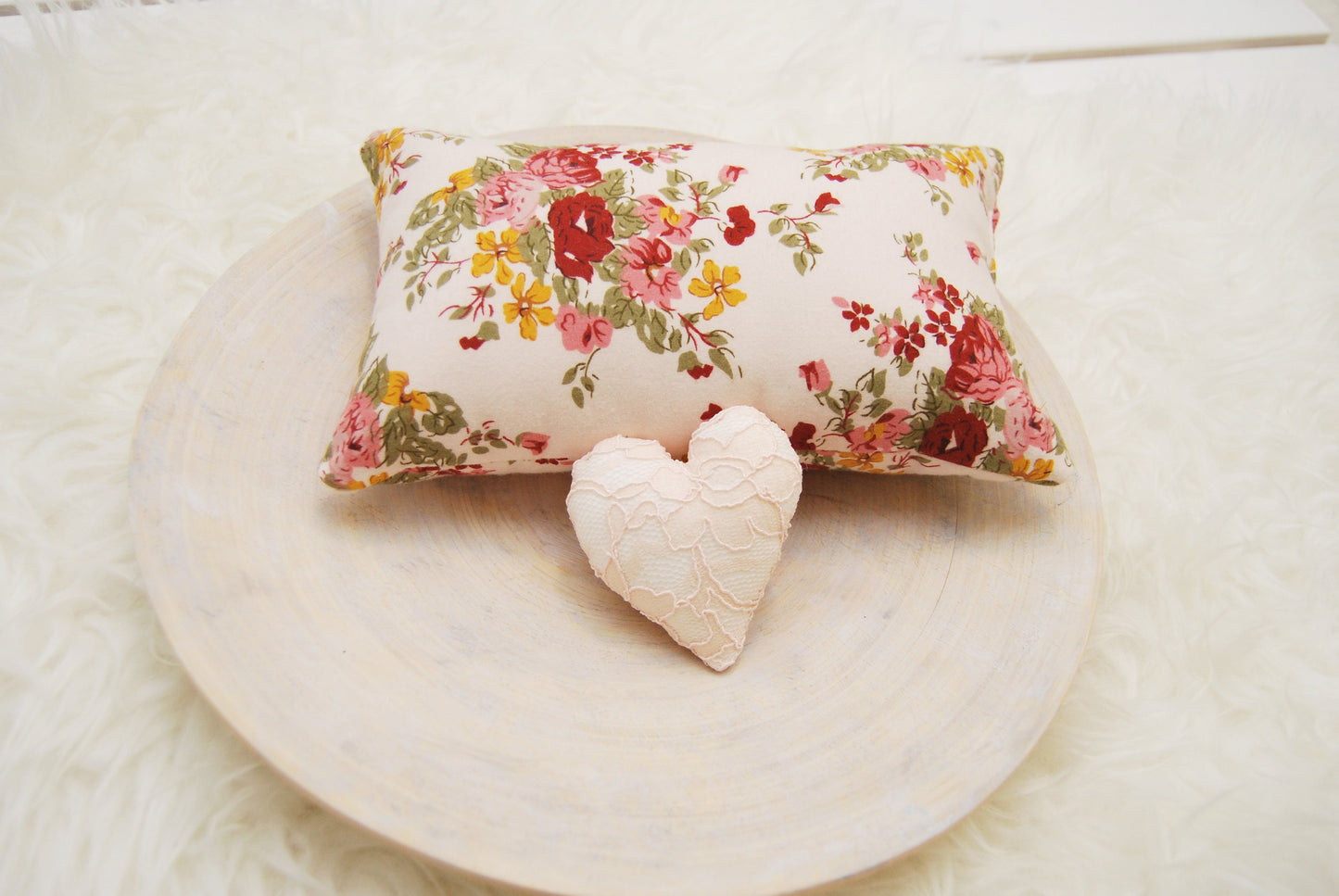 Newborn photo prop, floral newborn posing pillow, newborn pillow for photography sessions