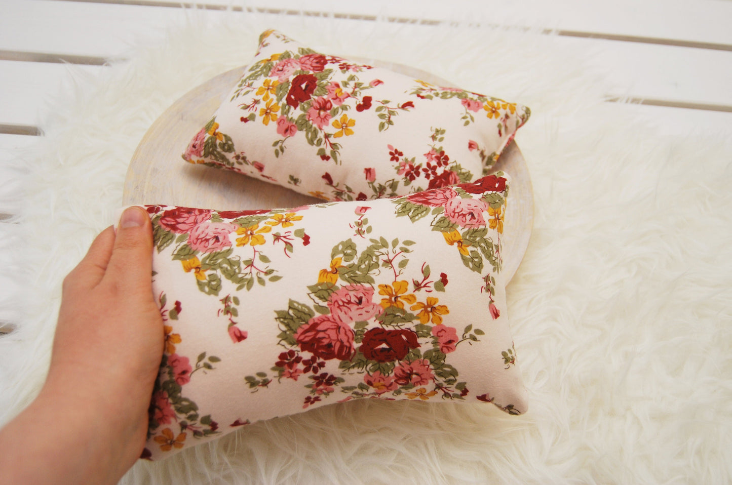 Newborn photo prop, floral newborn posing pillow, newborn pillow for photography sessions