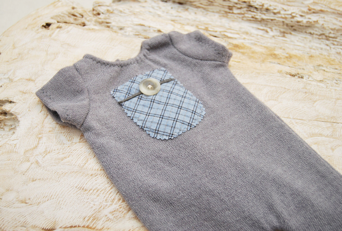 Newborn photo prop, baby boy overall for first photo shoot, short sleeve newborn romper