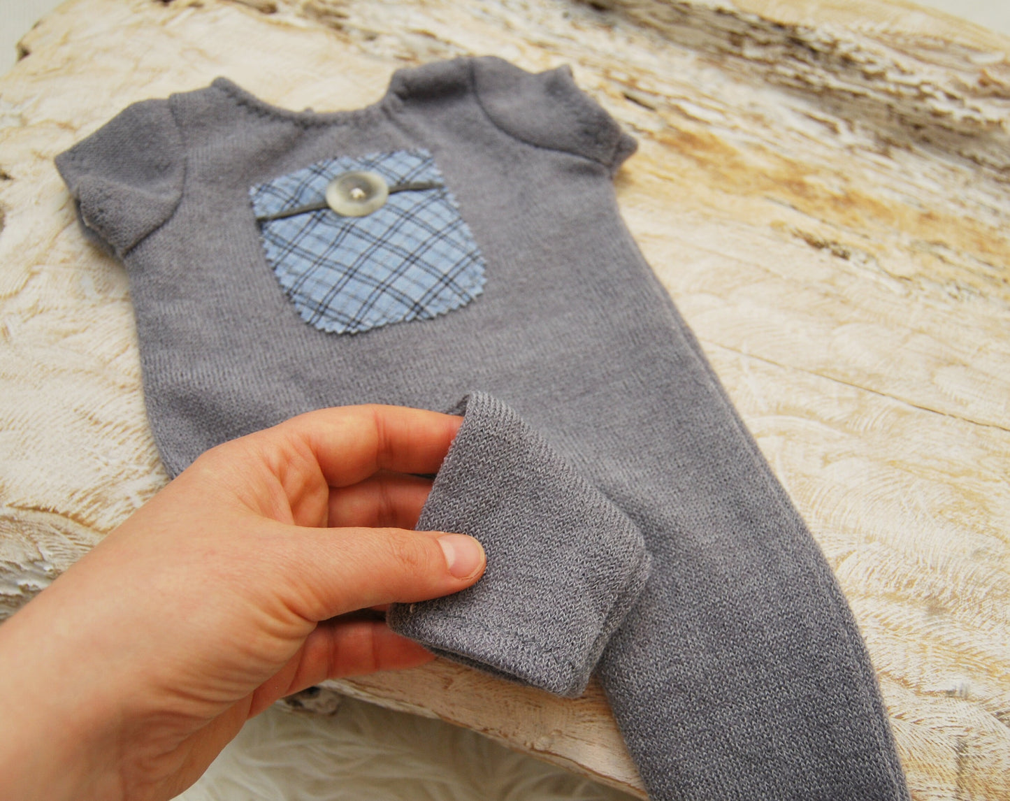 Newborn photo prop, baby boy overall for first photo shoot, short sleeve newborn romper