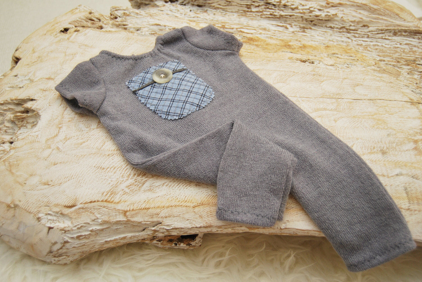 Newborn photo prop, baby boy overall for first photo shoot, short sleeve newborn romper