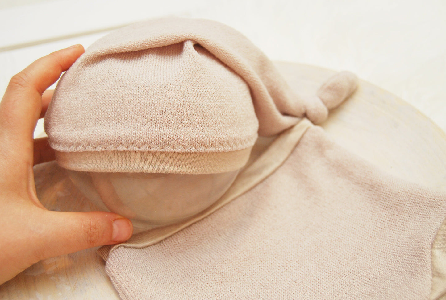 Newborn boy set: panties & sleepy hat, beige neutral baby boy pants, newborn hat photo props