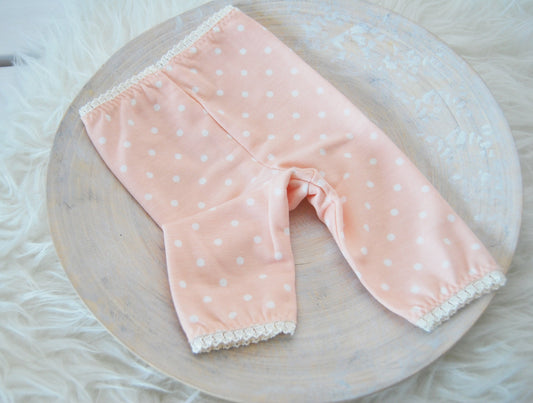 Newborn girl pants photo outfit, polka dot baby girl pants, newborn photo prop