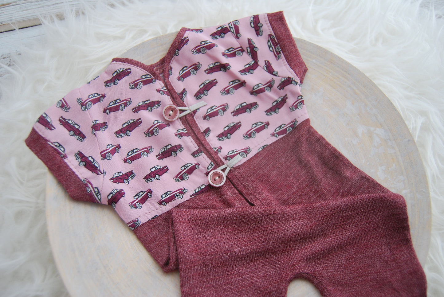 Newborn boy photography prop overall, newborn romper baby boy, dark red boy outfit