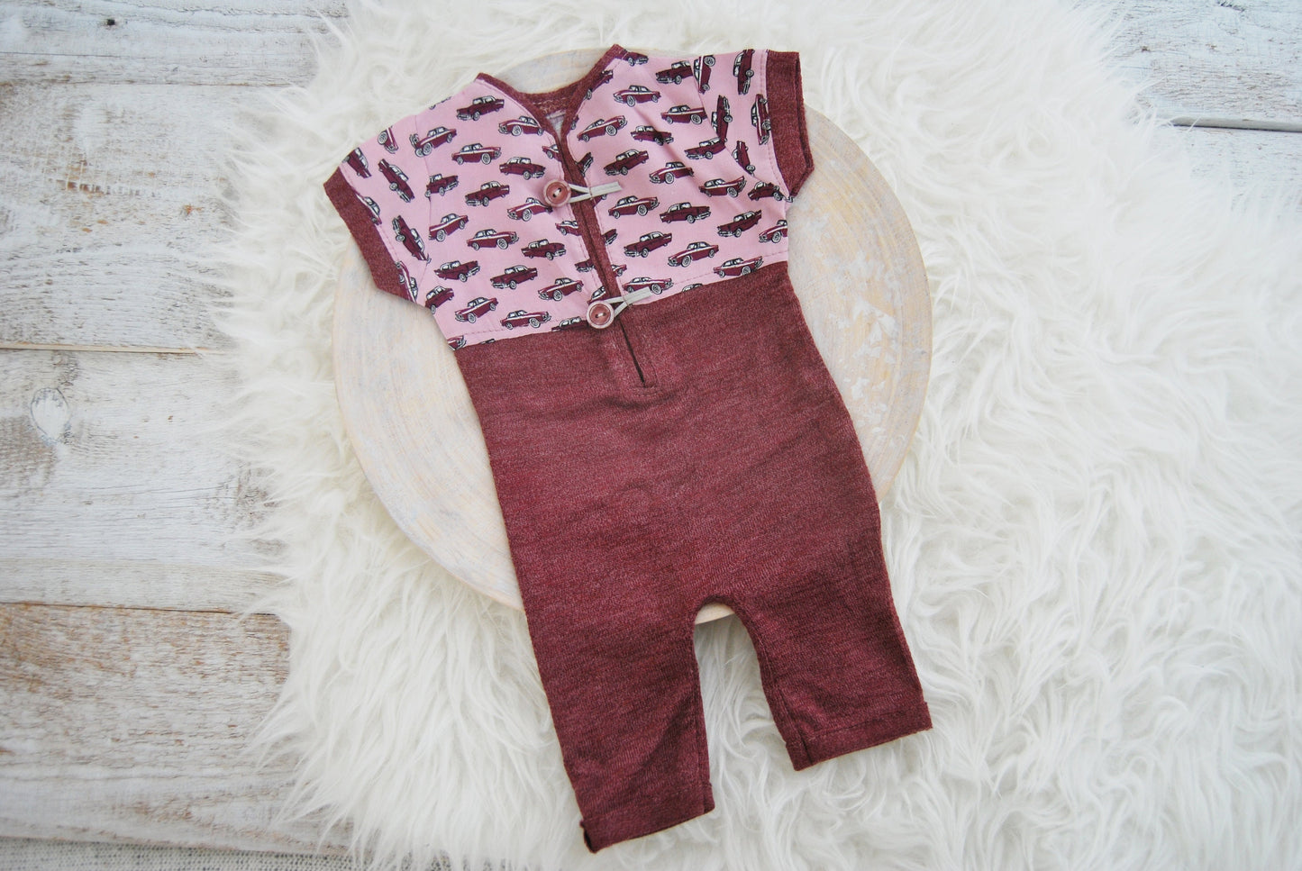 Newborn boy photography prop overall, newborn romper baby boy, dark red boy outfit