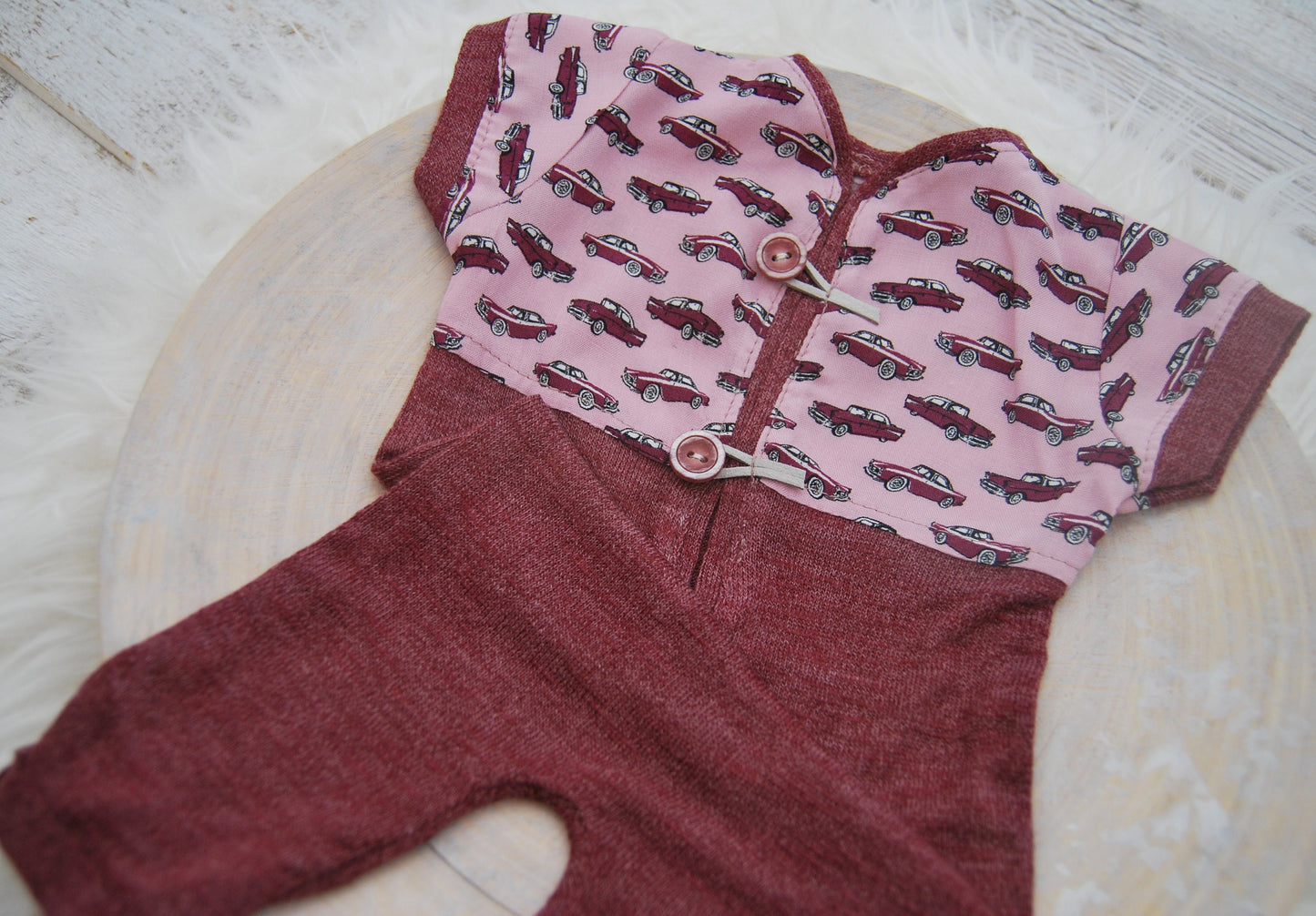 Newborn boy photography prop overall, newborn romper baby boy, dark red boy outfit