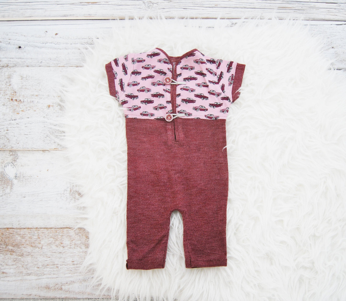 Newborn boy photography prop overall, newborn romper baby boy, dark red boy outfit