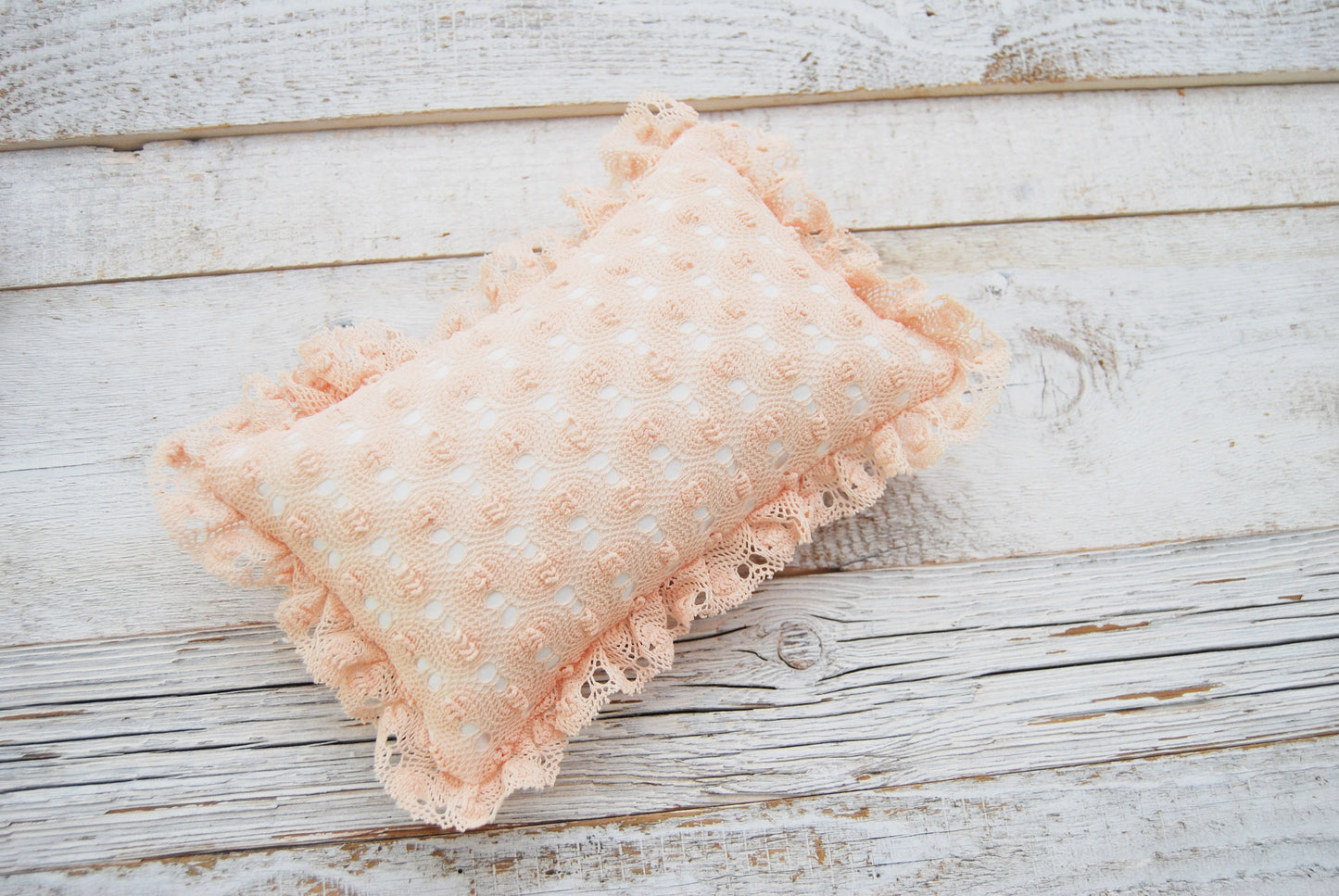 Newborn posing pillow photo prop, lace decorative pillow for first photo shoot, baby pillow