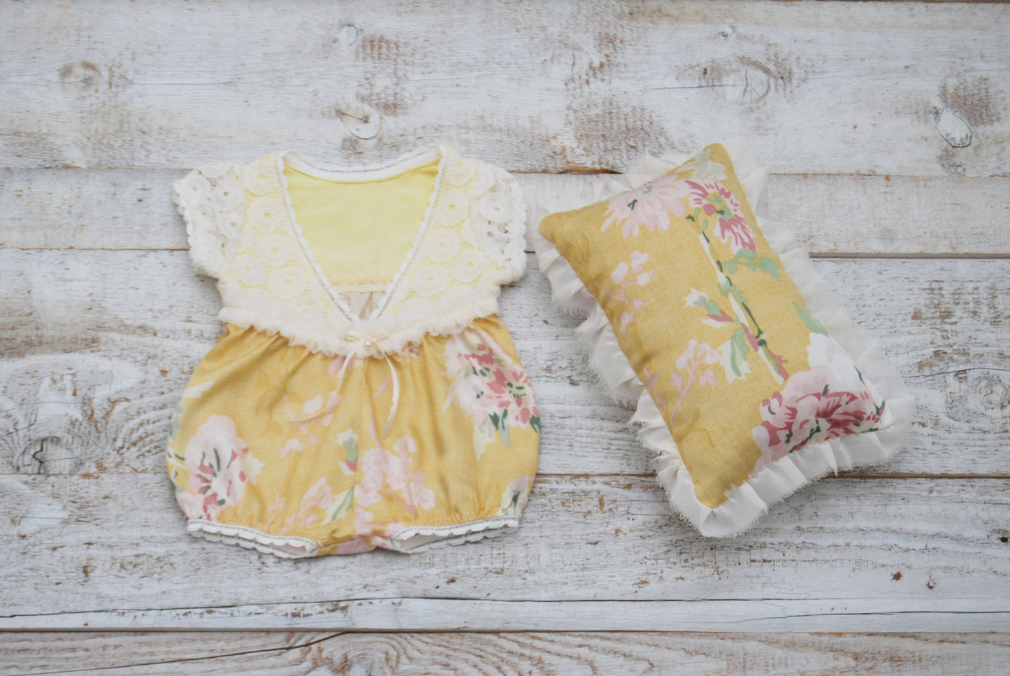 Newborn romper set photography prop, newborn posing pillow, baby girl photo props