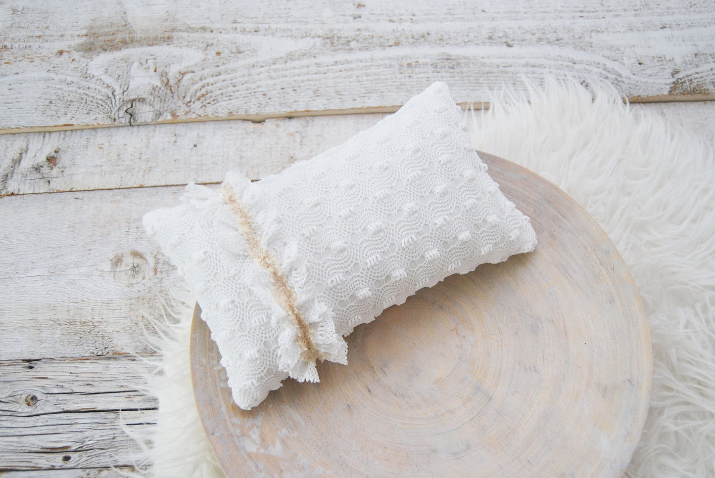 Newborn posing pillow photo prop, lace decorative pillow for first photo shoot, baby pillow