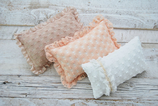 Newborn posing pillow photo prop, lace decorative pillow for first photo shoot, baby pillow