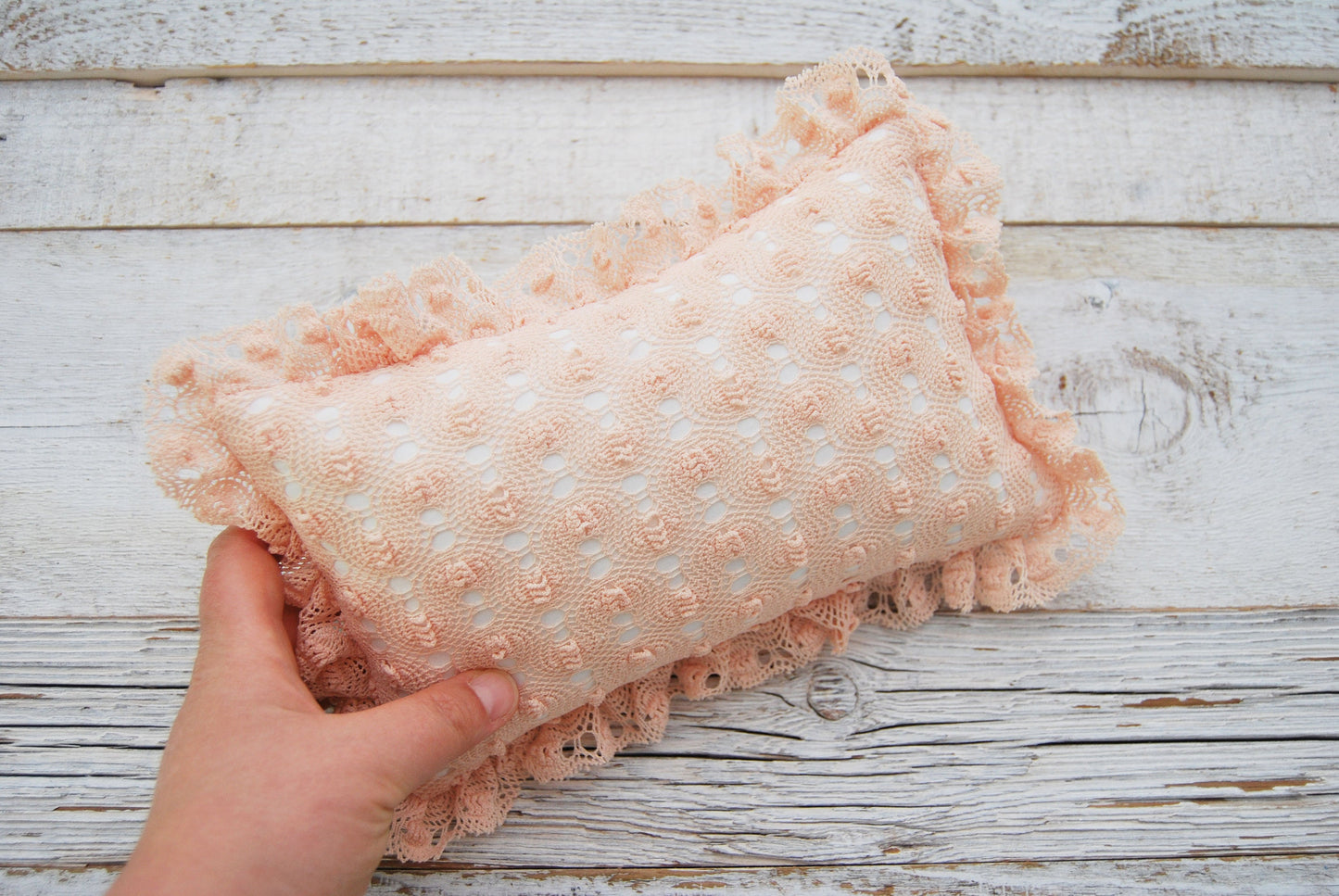 Newborn posing pillow photo prop, lace decorative pillow for first photo shoot, baby pillow