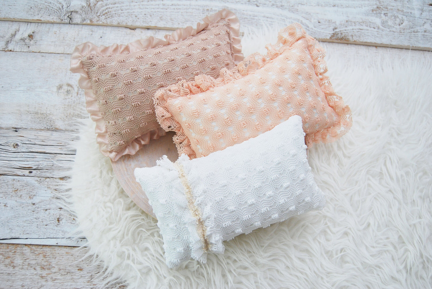 Newborn posing pillow photo prop, lace decorative pillow for first photo shoot, baby pillow