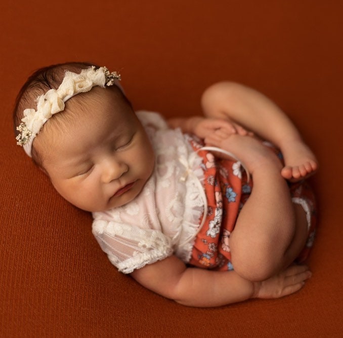 Newborn romper set photography prop, newborn posing pillow, baby girl photo props