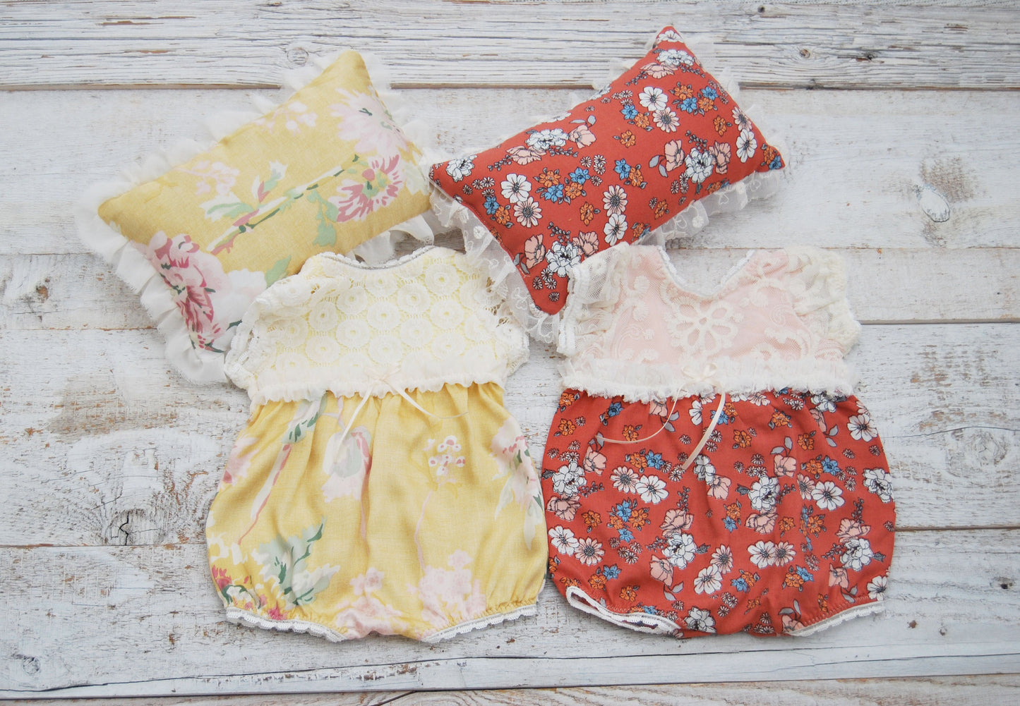 Newborn romper set photography prop, newborn posing pillow, baby girl photo props