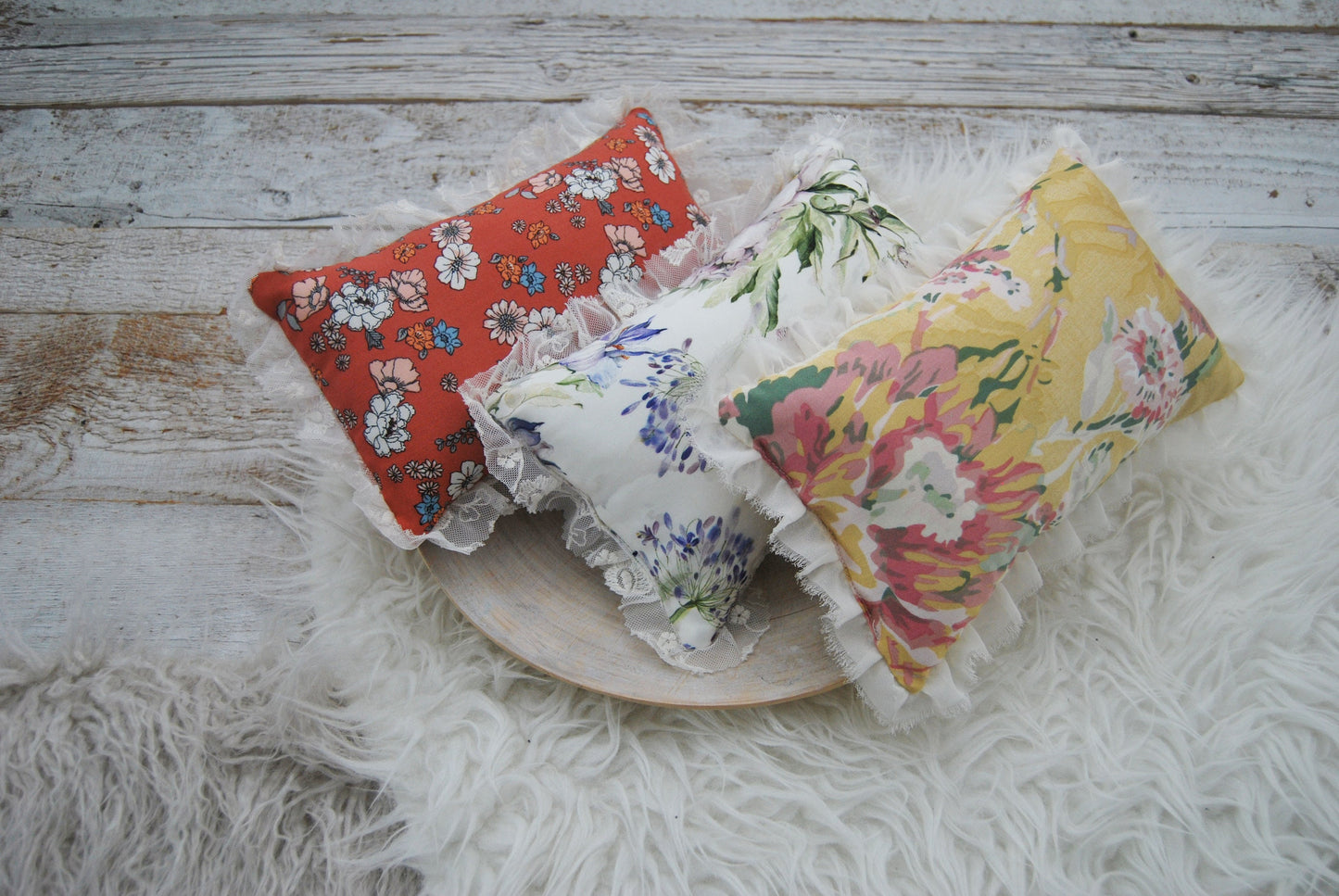 Floral newborn posing pillow for photography shoots, photo pillow