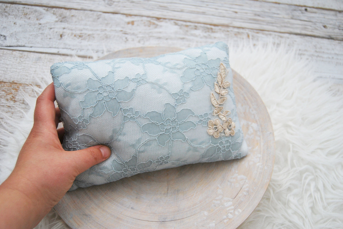 Newborn photo props,  Posing pillows from upcycled fabrics, Lace photo pillow, Photography prop