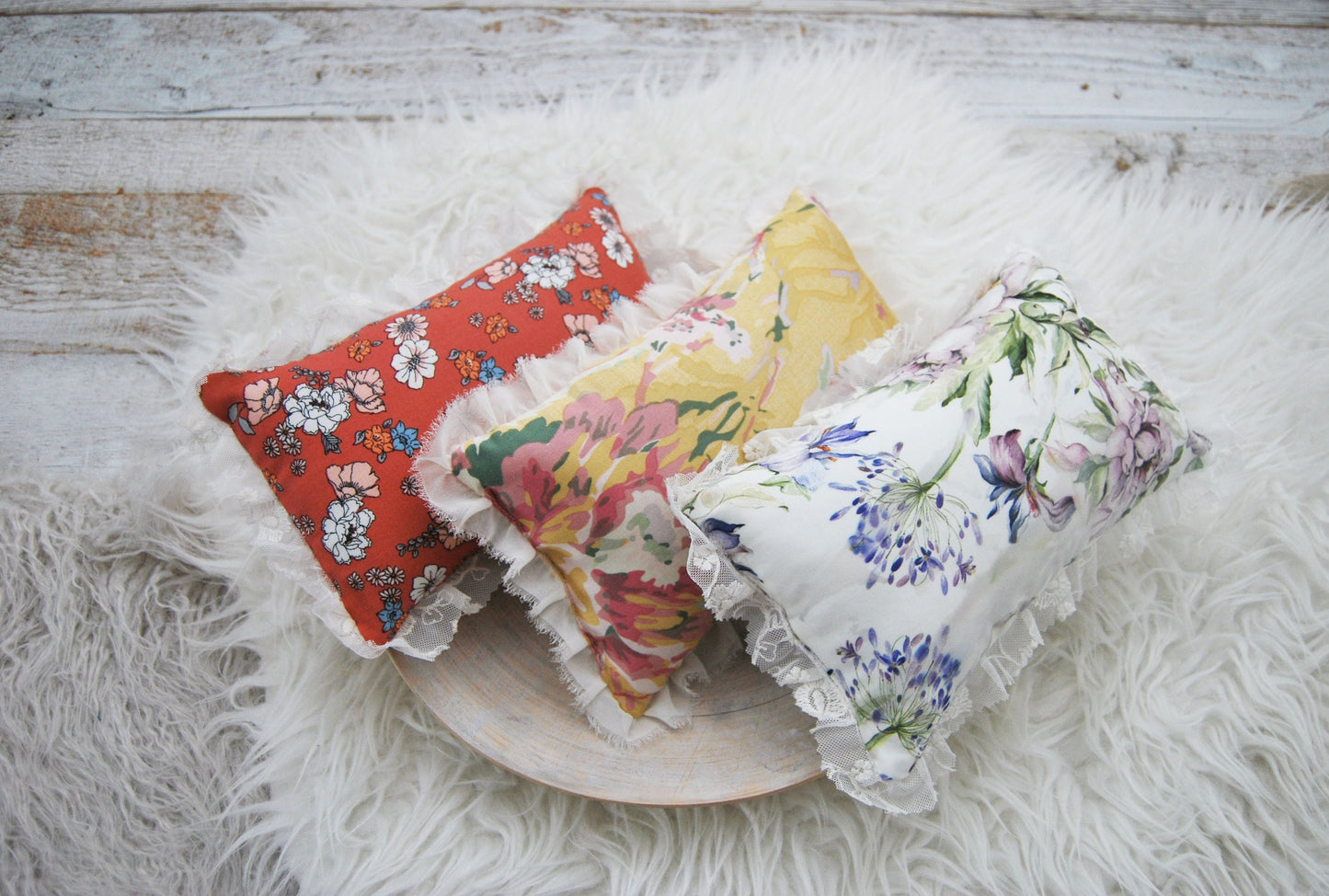 Floral newborn posing pillow for photography shoots, photo pillow