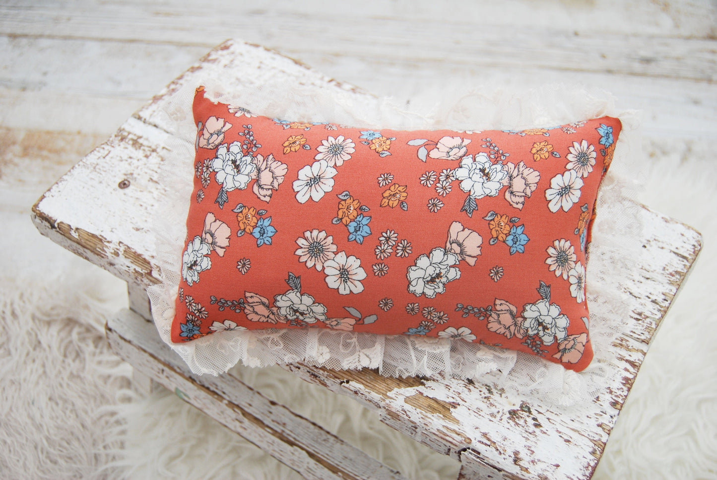 Floral newborn posing pillow for photography shoots, photo pillow