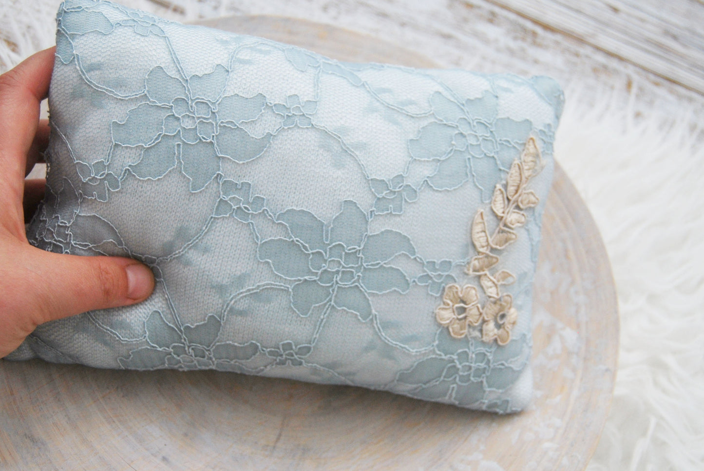 Newborn photo props,  Posing pillows from upcycled fabrics, Lace photo pillow, Photography prop