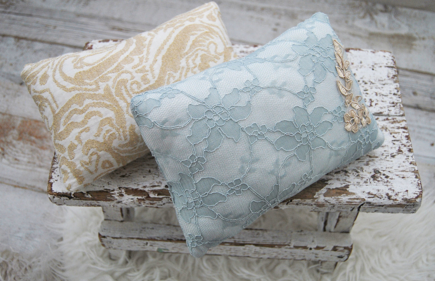 Newborn photo props,  Posing pillows from upcycled fabrics, Lace photo pillow, Photography prop