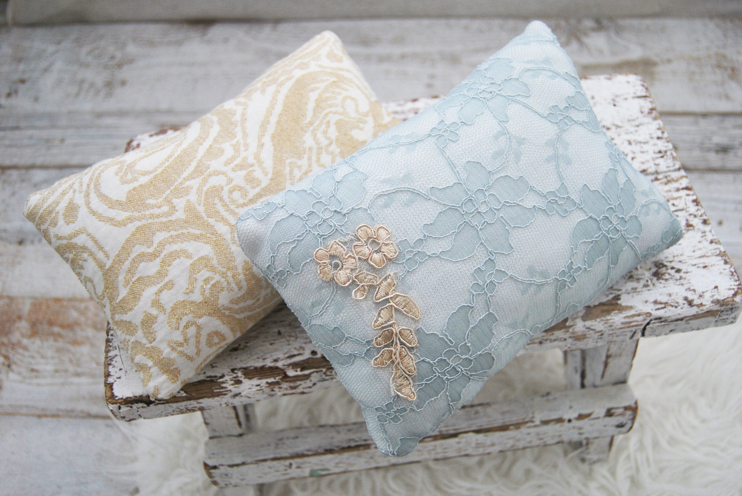 Newborn photo props,  Posing pillows from upcycled fabrics, Lace photo pillow, Photography prop