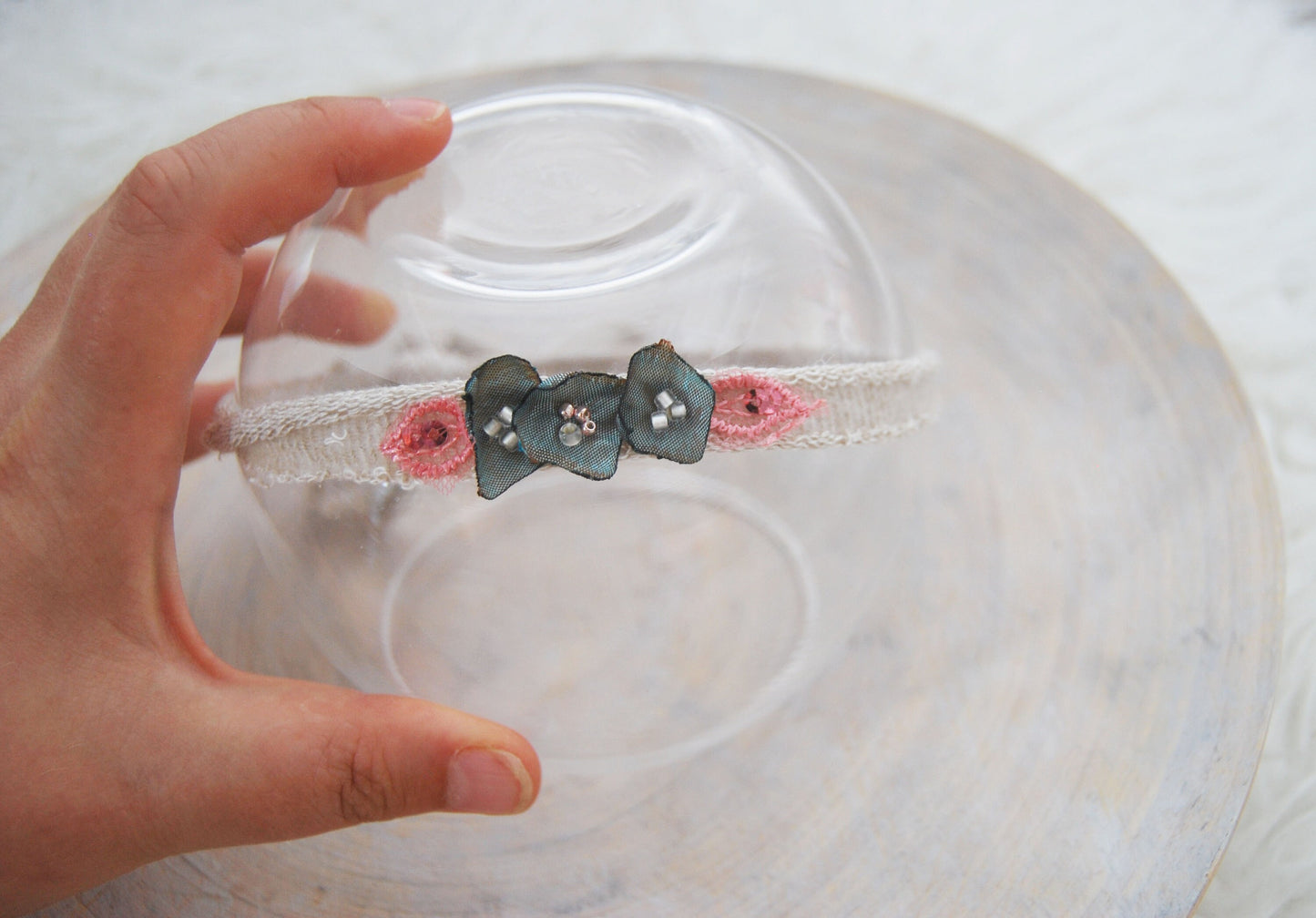 Thin newborn headband, baby girl photo prop headband