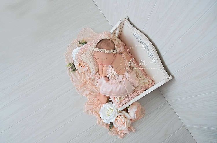 Pink NEWBORN ROMPER, Ruffled Romper Baby Girl Photo Prop Outfit, Newborn Photo Props, Lace Newborn Outfit, Photography Props