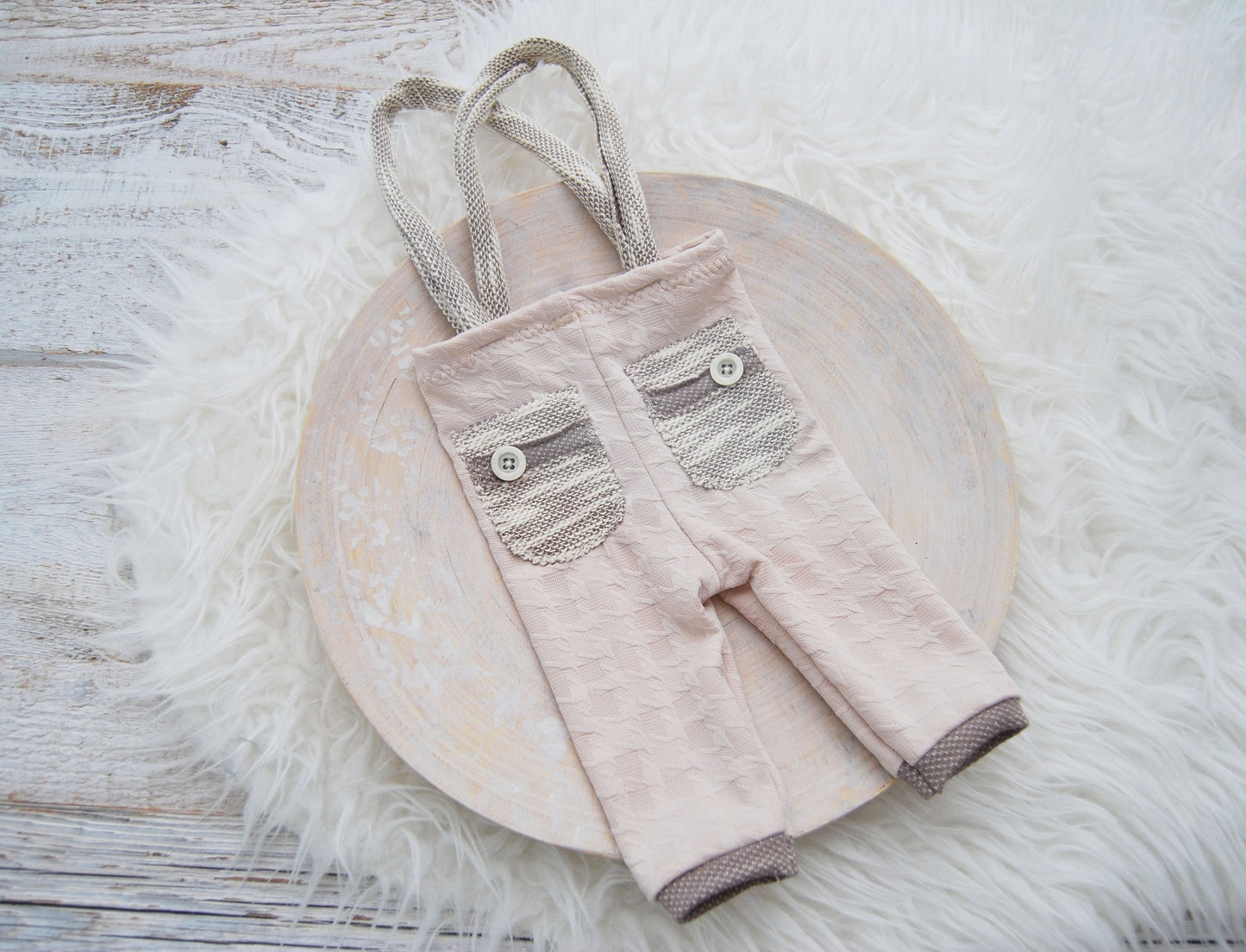 Newborn boy photo prop suspender pants, neutral photo prop baby boy outfit