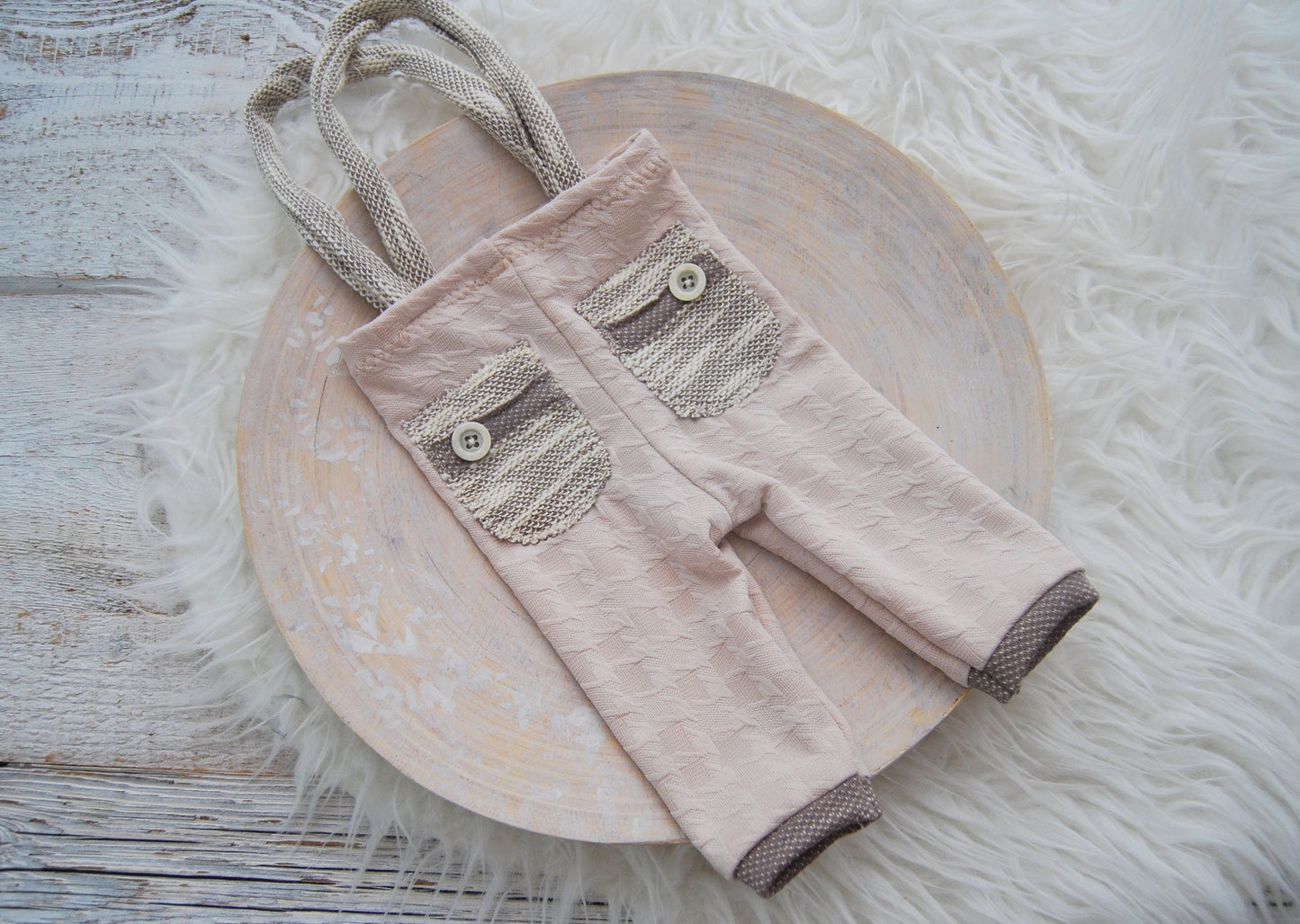 Newborn boy photo prop suspender pants, neutral photo prop baby boy outfit