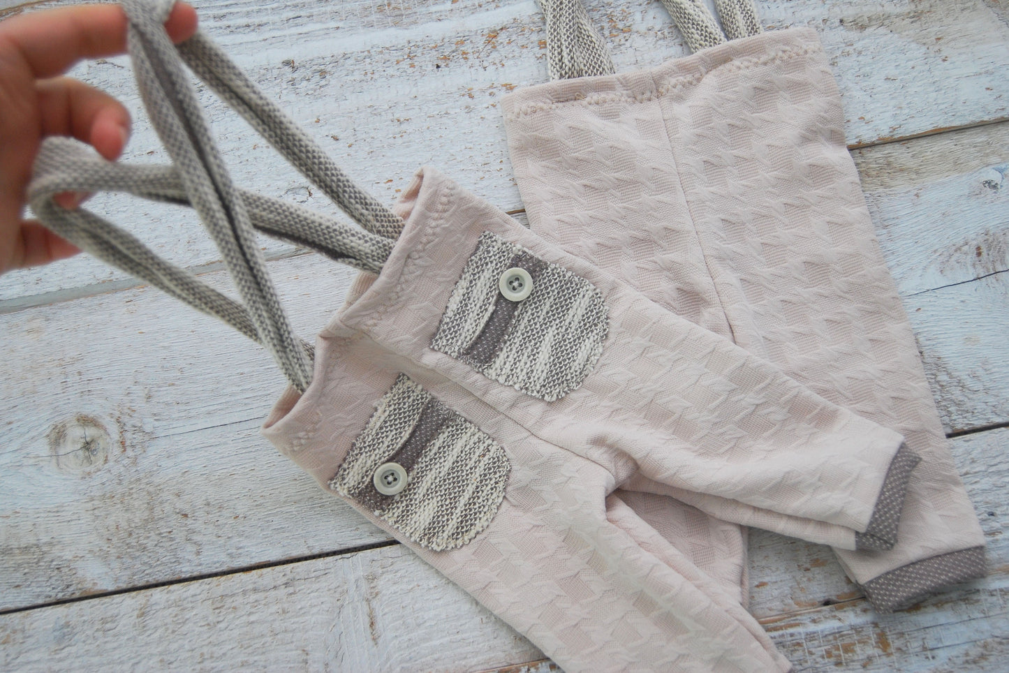 Newborn boy photo prop suspender pants, neutral photo prop baby boy outfit