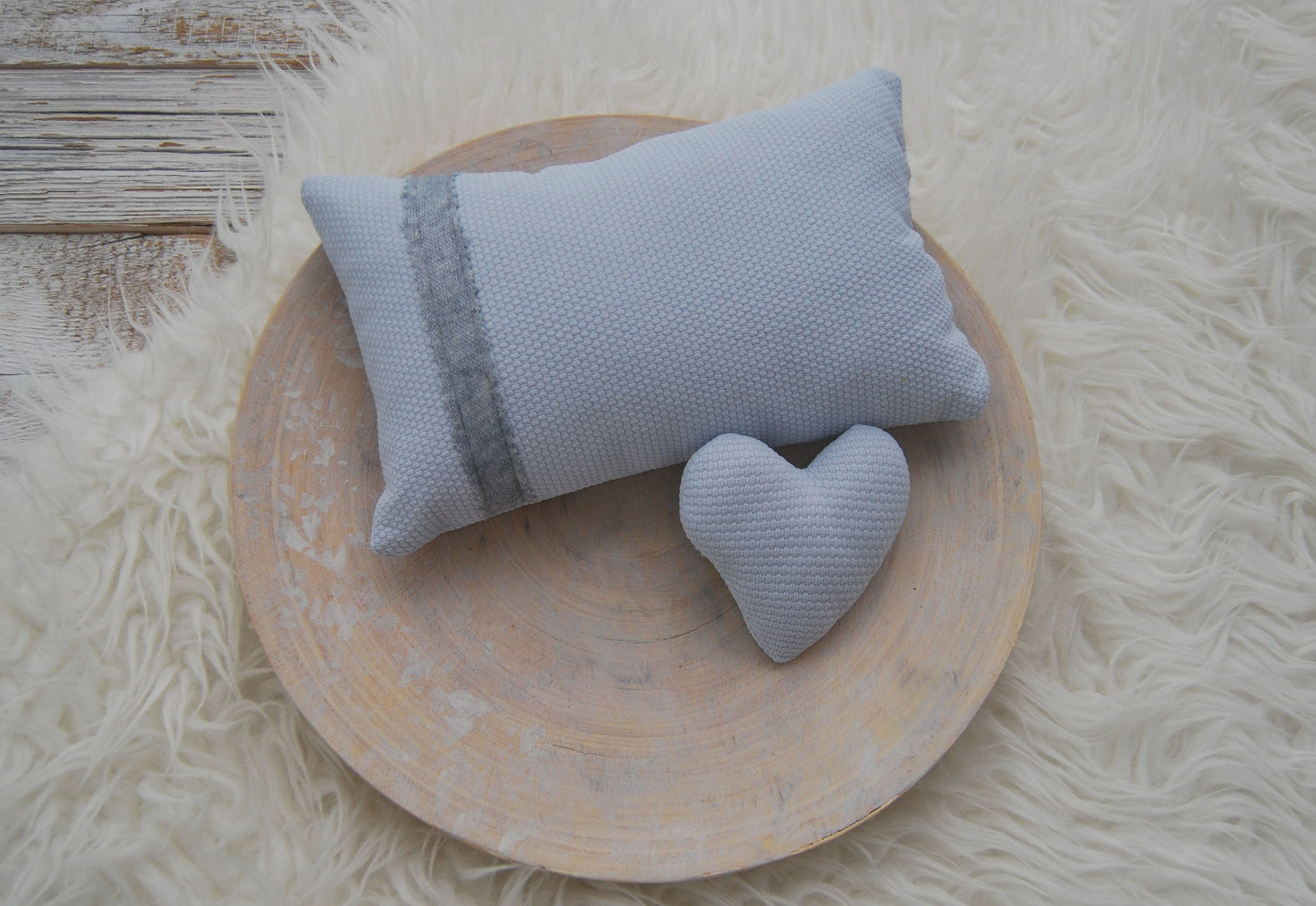 Posing pillow & cuddle heart for newborn photography, blue decorative pillow prop set