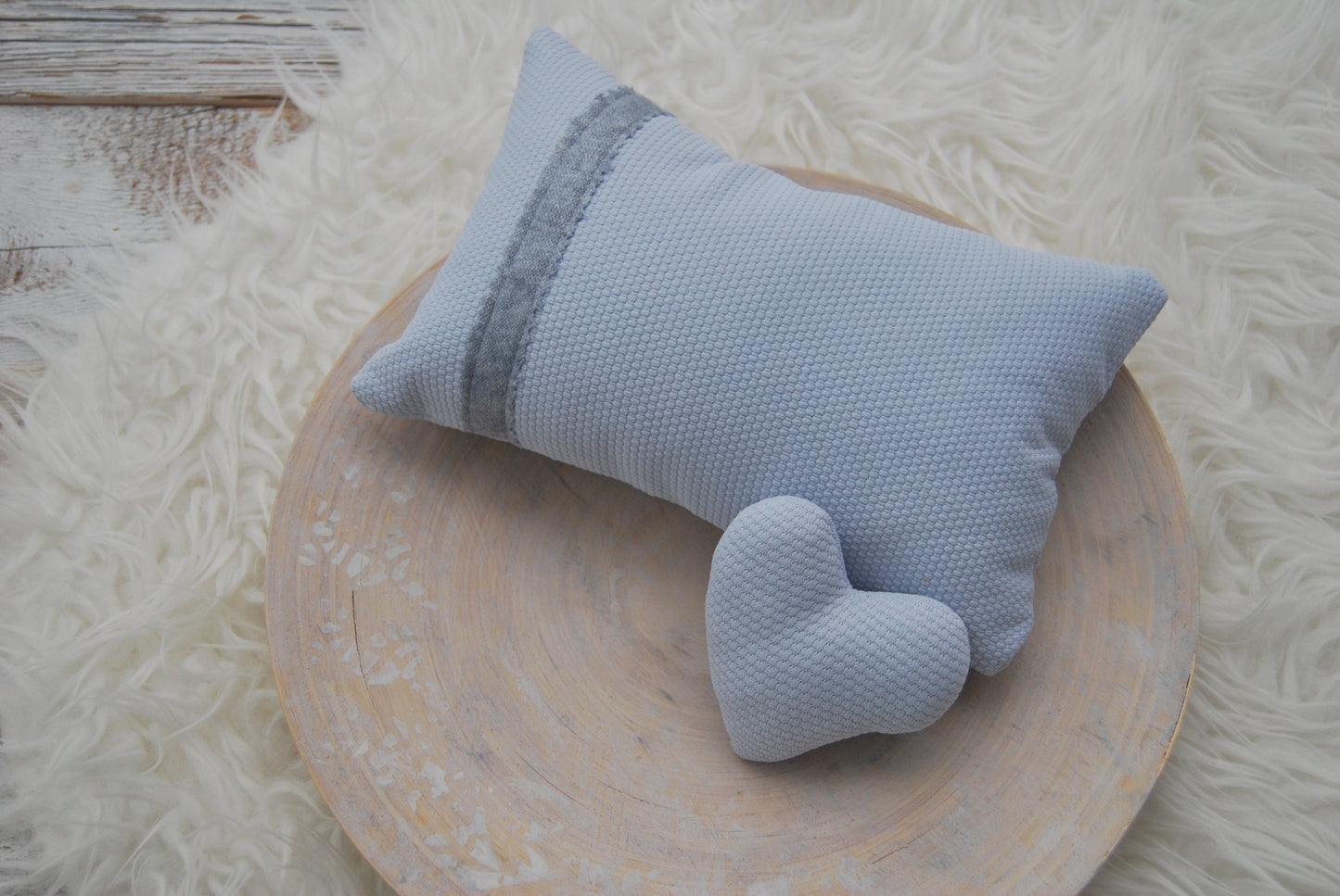 Posing pillow & cuddle heart for newborn photography, blue decorative pillow prop set