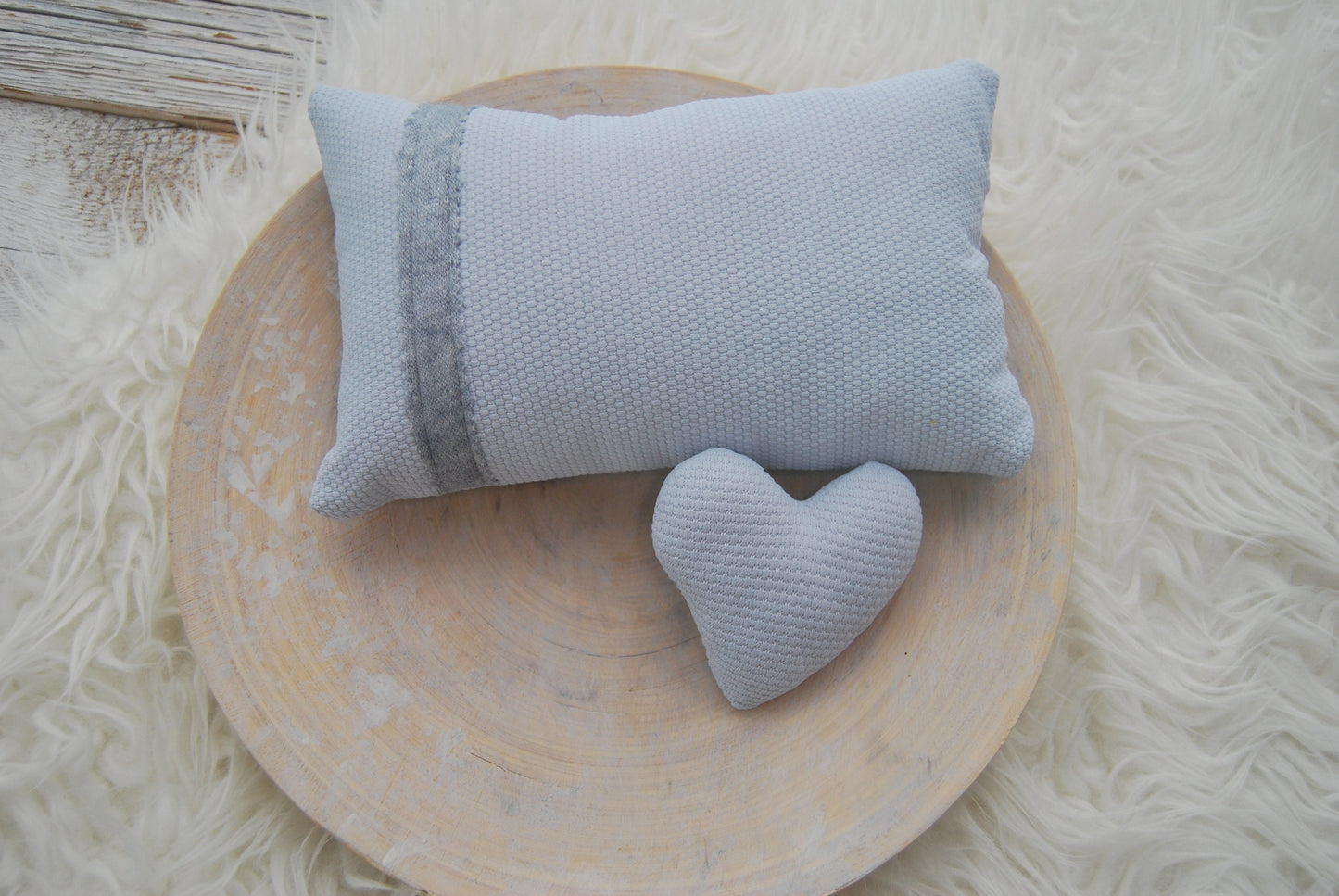 Posing pillow & cuddle heart for newborn photography, blue decorative pillow prop set