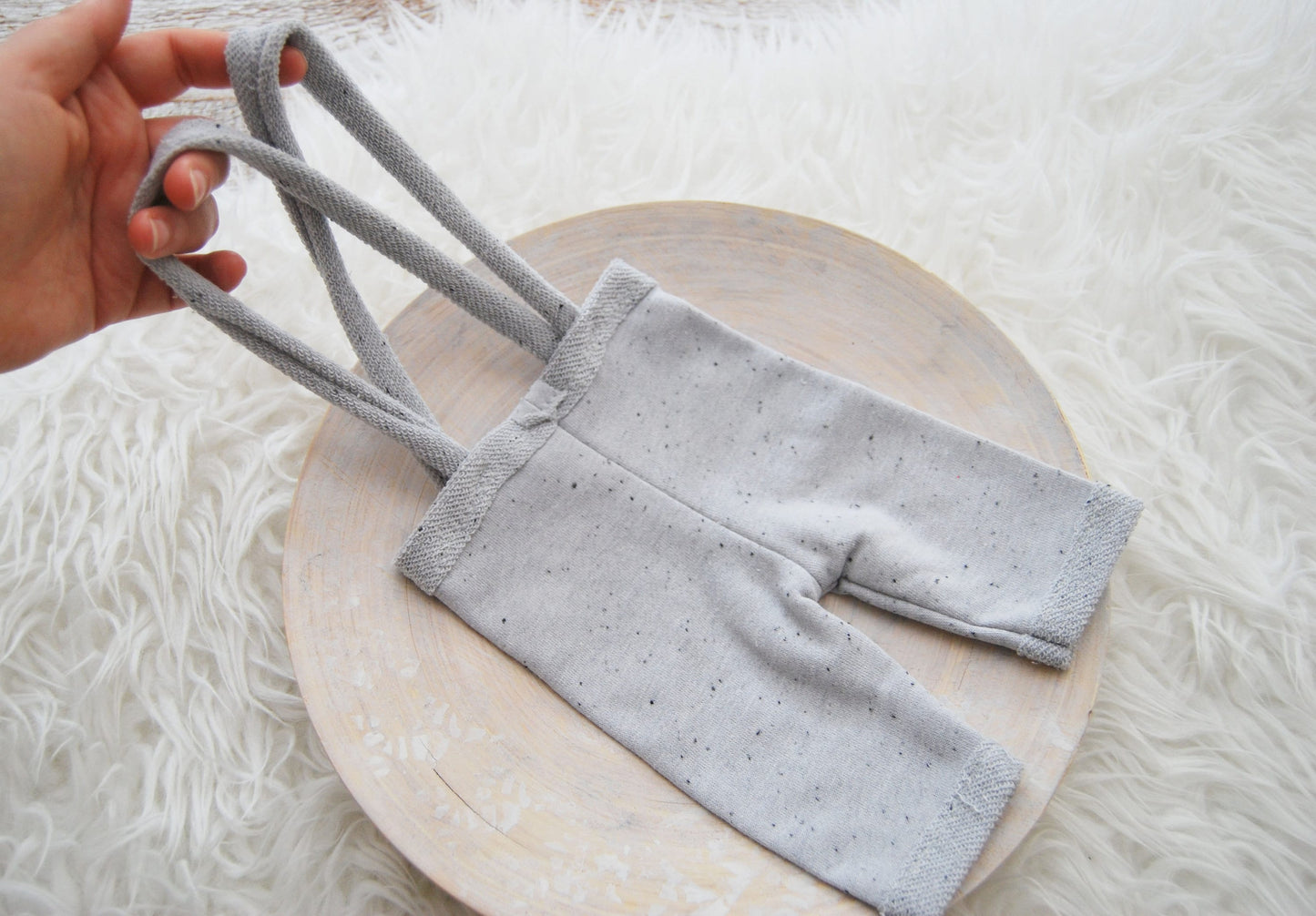 Sitter gray baby boy pants with suspenders for photo shoot | Neutral photo prop outfit baby boy for sitter photography